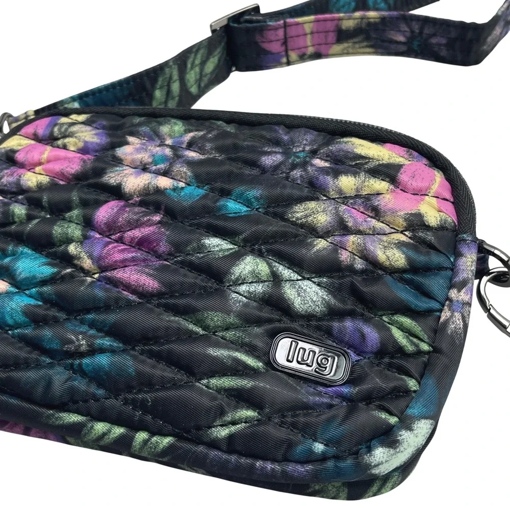 Lug Crossbody Bag NWOT Coupe Convertible‎ Quilted Bloom Black Floral Small